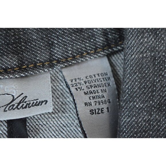 Chicos Platinum Denim Black Blazer Jacket Size 1 Women's M Button Up Stretch Co - Picture 5 of 8